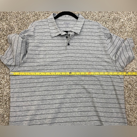 Pima Cotton Spandex FAIRLANE Stretch Short Sleeve Polo Shirt Gray Stipe Men’s XL - Picture 4 of 9